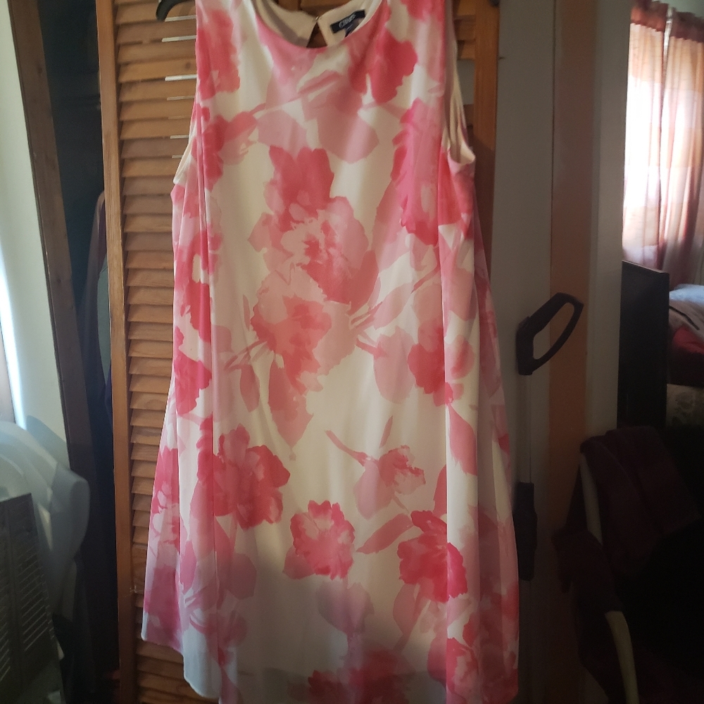 Chaps Floral Two-Layer Dress 22W